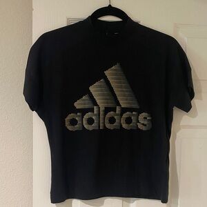 Adidas Black Tee with Metallic Gold Logo